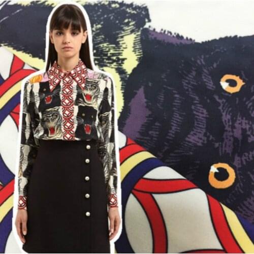 Polyester Fabric Spring Summer Tiger Head Pattern Shirt Base Printed Fabric for Sewing Cloth by the Meter Alibaba Express