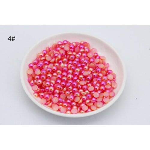 3/4/5/6/8mm Peach red Colorful Half Round Imitation Pearls Flatback Scrapbook Beads DIY For Garment/Phone Case/Nail Making 4