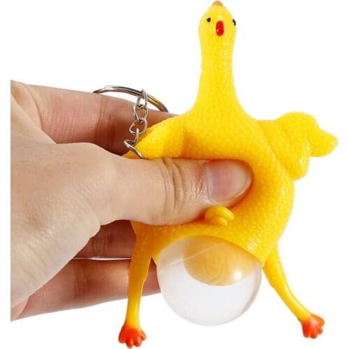 Christmas Gift Toy Vent Chicken Rubber Whole Egg Laying Hens Crowded Stress Ball Keyring Latest Drop Shipping