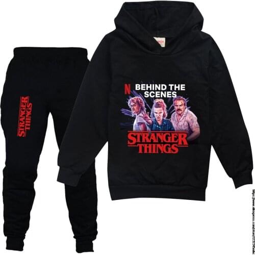 Cartoon printed childrens clothing Stranger Things childrens jacket trousers sports casual fashion hit color girls 5-14Y suit