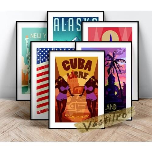 Modern Travel Poster, New York Alaska Ohio Art Poster, Watercolor Print Painting, Washington Map Wall Art, World City Home Decor