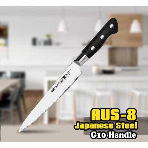 TUO CUTLERY Utility Knife for Paring Carving- AUS-8 Japanese High Carbon Kitchen Knife - Ergonomic G10 Handle - 6''(152mm)