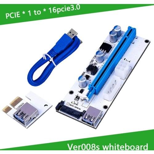 VER008S 3 In 1 Molex 4Pin Sata 6PIN PCIe PCI-E PCI Express Riser Card 1x To 16x USB 3.0 Extension Cable For Mining BTC Miner