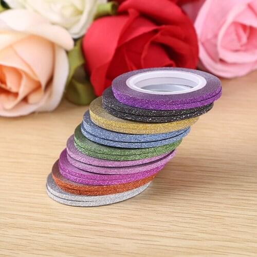 Random Color 10 Rolls Striping Decals Foil Tips Tape Line Nail Sticker DIY Nail Art Tools Decorations Mixed Colorful