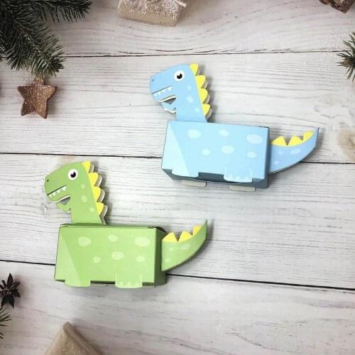 10pcs DIY Dinosaur Party Blue Green Cookie Candy Box