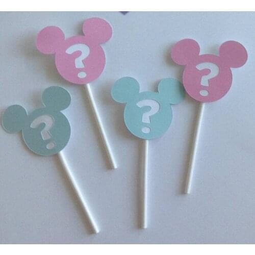 10pcs mouse Gender Reveal Cupcake Topper, mouse Cupcake Toppers, Pink Blue Cupcake Topper, Gender Reveal Decor, mouse Topper