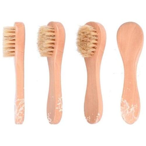 100pcs Natural Boar Bristles Facial Brush Dry Skin Bath Spa Brush Remove Dead Skin Rub Face Nail Brush