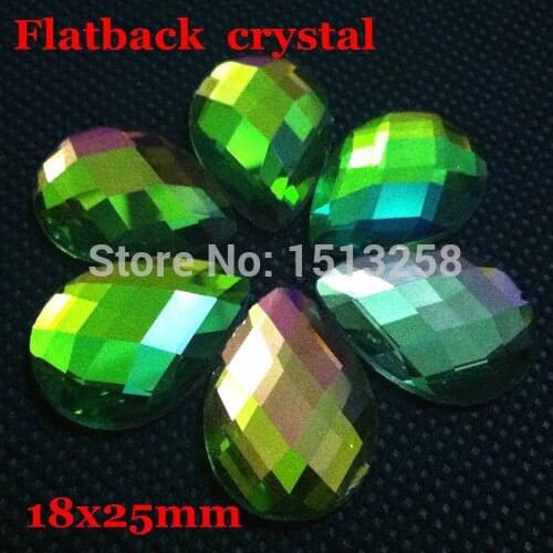 18x25mm 100Pcs grass crystal color Flat Back Pear glass crystal beads
