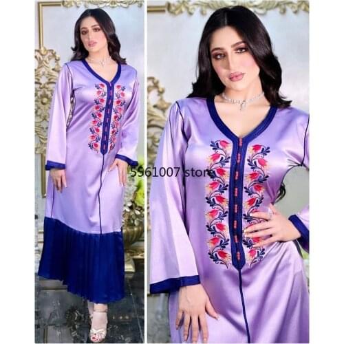 2021 Muslim Dubai Abaya Women Long Sleeve Moroccan Caftan Evening Gowns Eid Modest Dress Djellaba Femme Robes