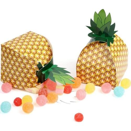 24pcs Pineapple Favor Boxes 3D Large Pineapple Gift Boxes Tropical Hawaiian Luau BBQ Summer Beach Pool Fruit Party Decorations