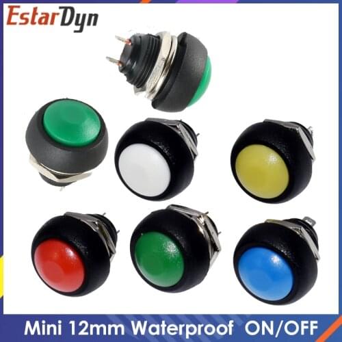 5pcs Mini 12mm Waterproof Momentary ON/OFF Push Button Round Switch PBS-33B For arduino