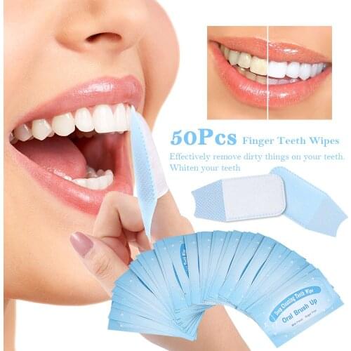 50Pcs Wipes Dental Clean Teeth Whitening Tool for Oral Deep Cleaning