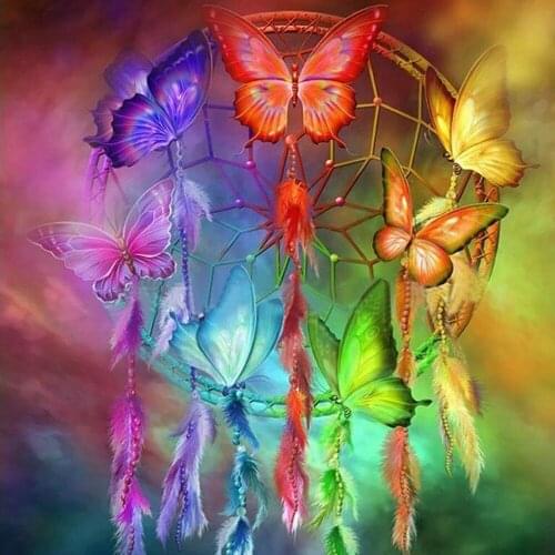 5D DIY Diamond Painting "Butterfly & feathers" 3D Embroidery Cross Stitch 5D Rhinestone Decor