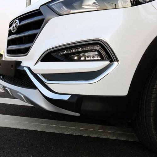 Free Shipping ABS Chromed Front Fog Light Lamp Cover Trim For Hyundai Tucson 2015 2016