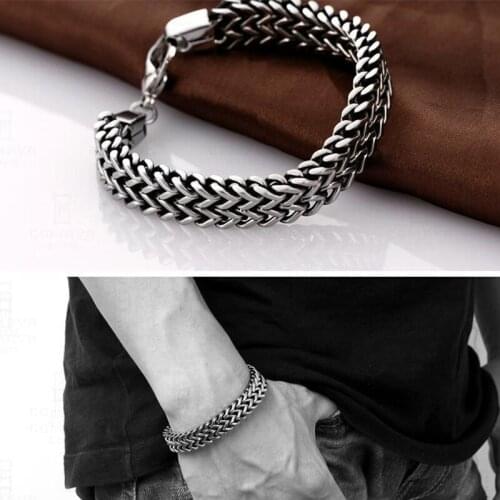 Bracelet men stainless steel chain on hand charm bracelet male accessories Steel retro men bracelets hip hop gifts for male 2021