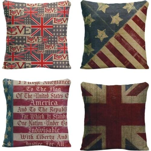 Flags Pattern Cushion Cover Star Streaks Pillow Case Perfect Cushion Covers For Sofa Cotton Linen Novelty Pillowcases