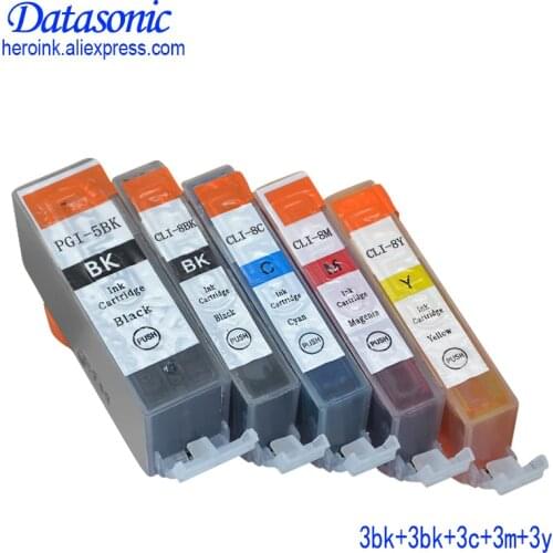 Dat 3Set 15pcs ink Cartridge PGI-5 CLI-8 for Canon PIXMA iP4200 iP4300 iP4500 MP500 iP5200 MP530 MP600 MP610 MP800 printer