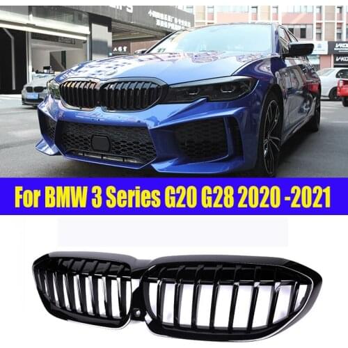 For BMW 3-Series G20 2020-2021 Carbon Fiber Gloss Black M Look Front Hood Grille