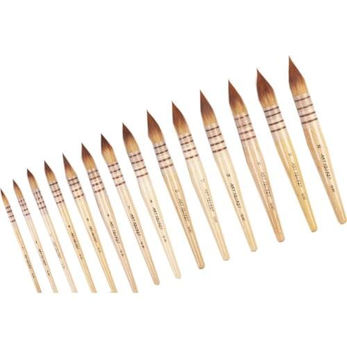 Artsecret 15RT high quality Korea taklon hair wooden handle art paint painting brushes artistic watercolor brush pen for painter