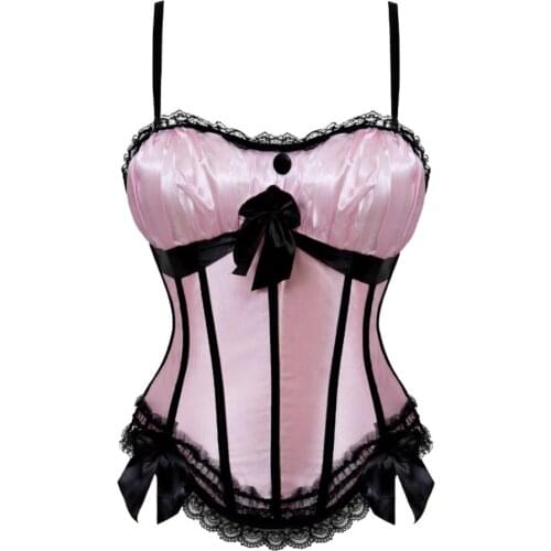 Sexy Corsets Top for Women Lingerie Adjustable Straps Overbust Corselet Lace Up Corselet Bustier Zip Side Showgirl Body Shaper