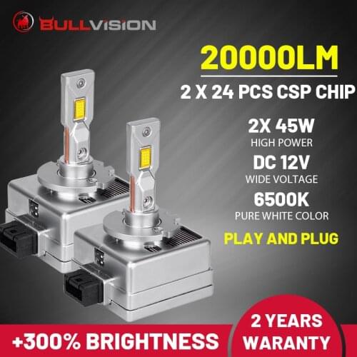 20000Lm D2S D4S Xenon Lamp D3S D1S Light Bulbs On Cars Super D5S Led Headlights Bulb Hid 6500K Kit 12V Play And Plug Bullvision