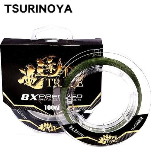 TSURINOYA TRACE 100m PE Braided Fishing Line 20-35lb 8 Strands Multifilament Fishing Line Freshwater Saltwater Linha Pesca