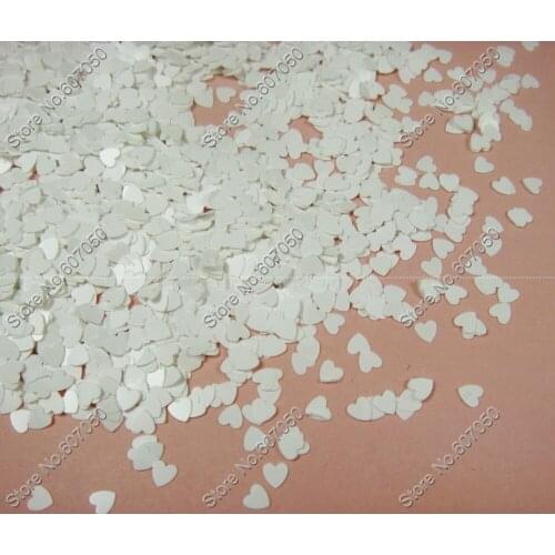 30g 3mm Matte White Color Heart Shape nail Glitter Paillette Spangles Solvent Resistant for nail polish Art Decoration
