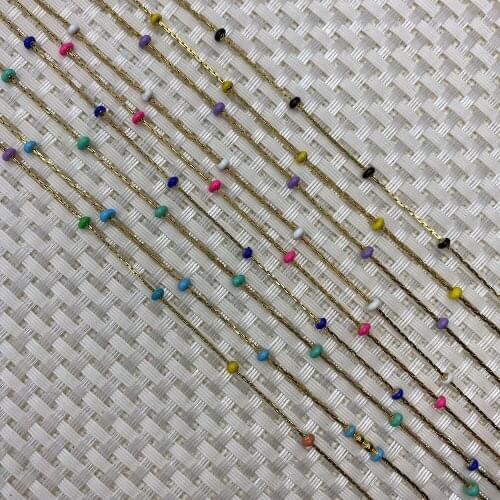 Metal Handmade Chain Bohemian Round Plate Perforated Small Rosary Round Color Fashion Necklace Bracelet Making Accessories1meter