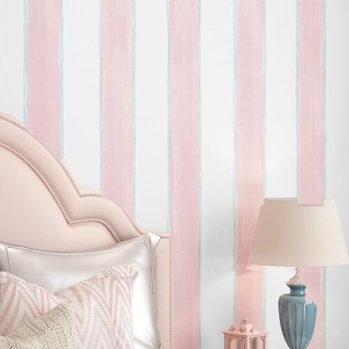 Cute Cartoon Pink Blue Striped Wallpaper Kids Room Vertical Stripes Wall Paper 3d Bedroom Decor Mural Papier Peint Enfant QZ173