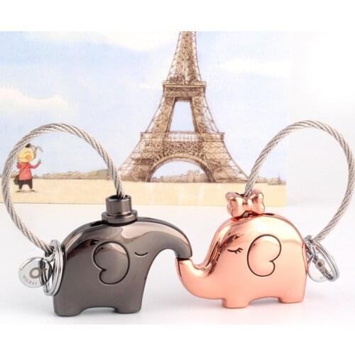 Milesi - New 2015 Brand Kiss Elephant Key chain Keychain Car Styling Key Ring Novelty Items Wedding Couple Trinket Bag Pendant