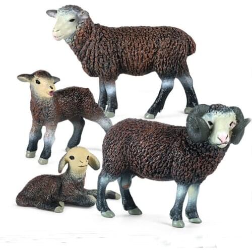 Simulation Animal Sheep Model Solid Static Goat Childrens Cognitive Plastic Toy Decorative Ornaments Hand-made for Kids