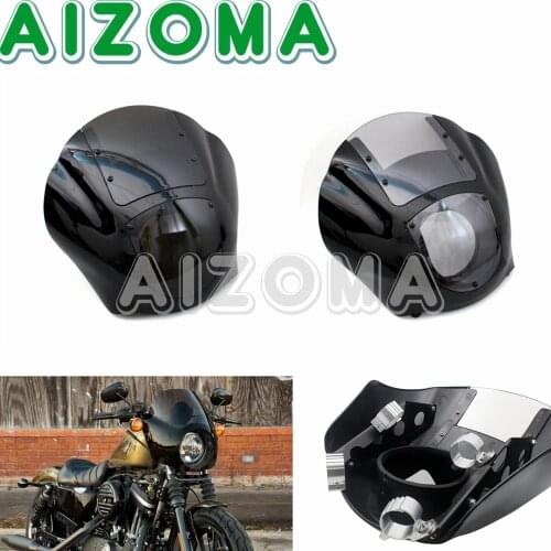 Motorcycle Headlight Fairing Windscreen Cafe Racer For Harley Sportster XL883 XL1200 Dyna Cowl Cover Mask Mount Clamp 1988-2016