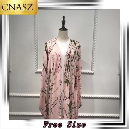 Muslim Dubai Summer New Loose Irregular Small Fresh Printed Bat Sleeve Dress Islamic Moroccan Cardigan Abayas For Women