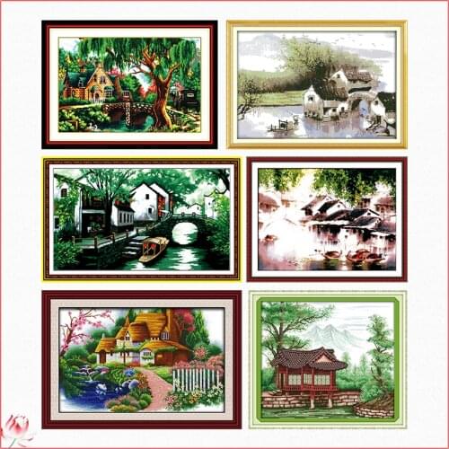Spring Wizard Scenery Counted Cross Stitch Kits Printed Canvas Embroidery Sets 11CT 14CT DIY Needlework Crafts Wall Painting