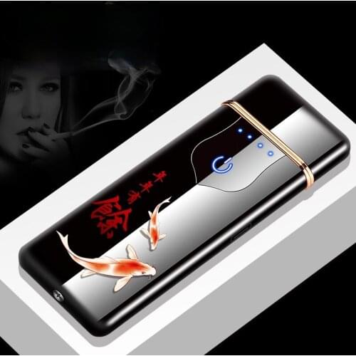 Heating Wire Lighter Touch-sensitive Cigarette Lighter Personalized Ultra-thin USB Windproof Rechargeable Lighter Gift for Men