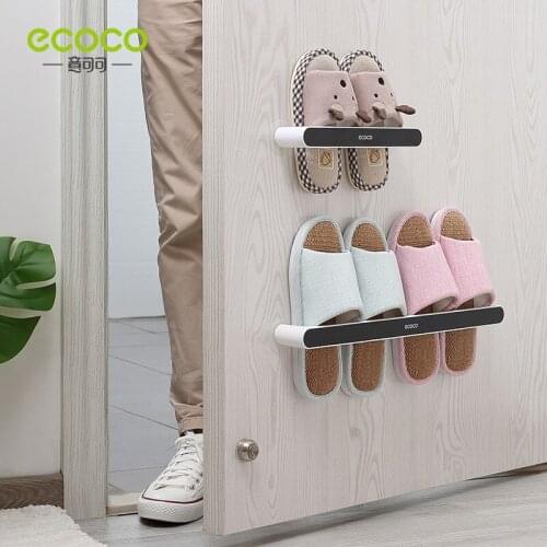 Ecoco Wall-mounted Slippers Bar , Shoe Rack with suction Cup, Simple Bath Slipper Storage, Punch-free Bathroom Towel Organizer