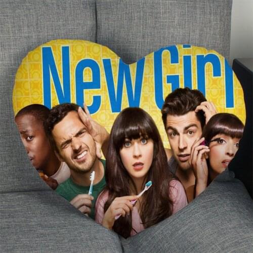 Custom New Girl Pillow Cover Home Office Wedding Decorative Pillowcase Heart Shaped Zipper Pillow Cases Satin Fabric Best Gift