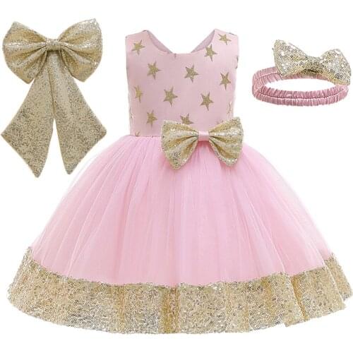 Baby Girl Clothes Sequins Bow Girls Princess Dress Baby 1 Year Birthday Party Dresses For Girls Wedding Dress Vestidos Infantil