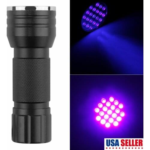 Portable UV Ultra Violet 9/21/51 LED Flashlight Blacklight Aluminum Torch Lamp LED UV Flashlight (Black)