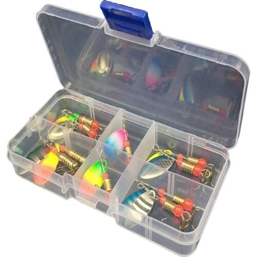 31Pcs/11Pcs Fishing Lures Baits Metal Fish Hooks Rotating Sequins Tackle Kit Box Metal Fishing Bait Crankbaits Set Bionic Bait