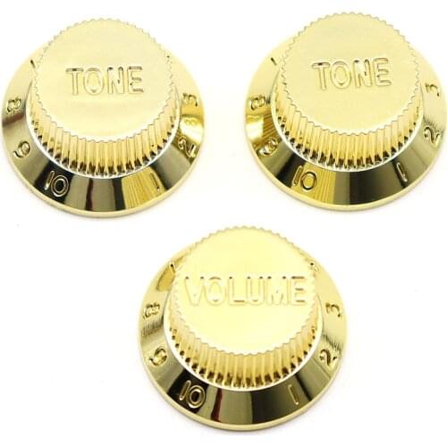 2 Tone and 1 Volume Top Hat Speed Volume Tone Pedal Control Knobs Gold for Electric Guitar Bass