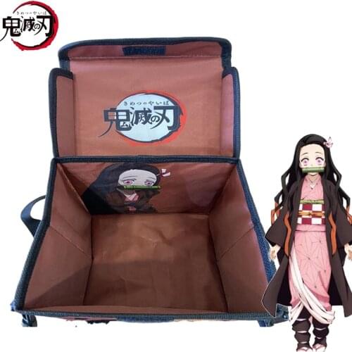 Anime Cosplay Demon Slayer Kamado Nezuko Backpack Box Creative Pringting Canvas Printing Foldable Backpack Cosplay Prop