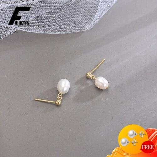 Trendy Freshwater Pearl Earrings 925 Sterling Silver Jewelry Drop Earrings Accessories for Women Wedding Engagement Party Gift