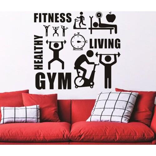 Fitness GYM Healthy Sports Wall Stickers Home Decor Removable Vinyl Wall Decals Living Room Decoration Murals