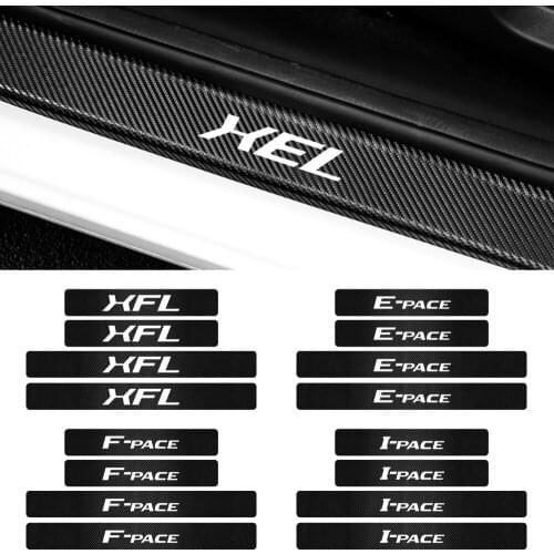 Car-Styling 3D Carbon Fiber Car Door Sill Protector Sticker Decal for Jaguar XEL XFL E-PACE F-PACE I-PACE XJ Accessories