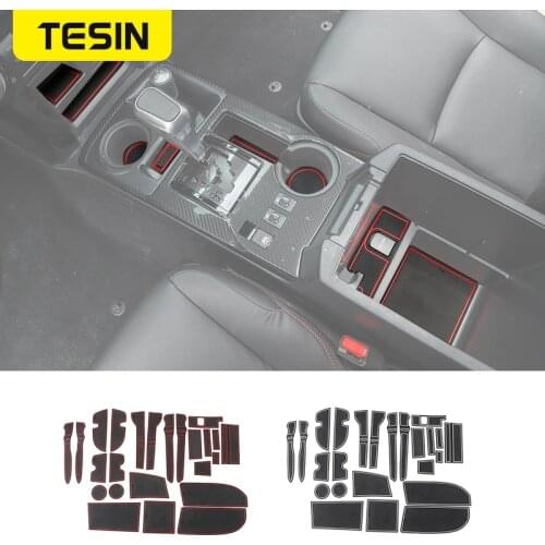 TESIN Car Door Groove Mat for Toyota 4Runner 2017+ Car Gate Slot Mat Cup Mat Accessories for Toyota 4Runner 2017 2018 2019 2020