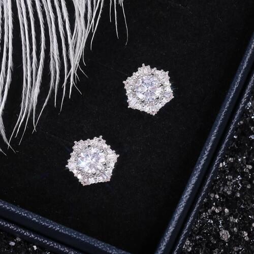 2019 new trendy Six corners 925 sterling silver women earrings party gift jewelry bulk sell moonso