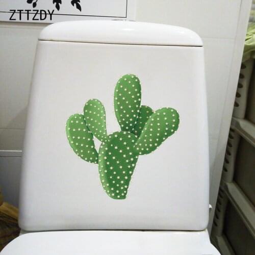 ZTTZDY 23.8×25.6CM Green Cactus Freash Bathroom Toilet Sticker Cartoon Plant Home Wall Decoration T6-0058