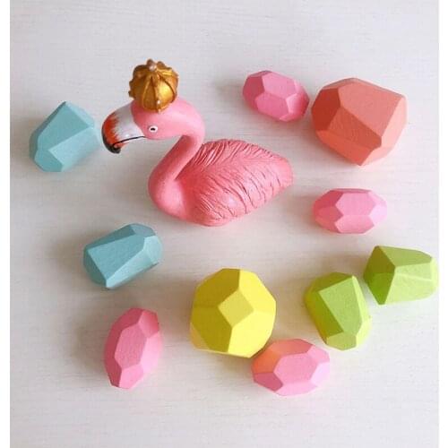 10Pcs Wooden Stone Stacking Balancing Rocks Natural Colorful Building Blocks Kids Educational Puzzle Toys Preschool Learning