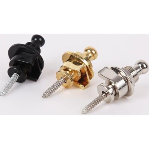 10pcs Copper Guitar Strap Locks Mushrooms Heads Guitar Bass Strap Locks Pins Belt Buckle Buttons Silver/Black Guitar Strap Lock